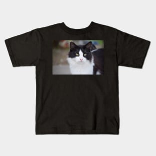 black and white cat Kids T-Shirt